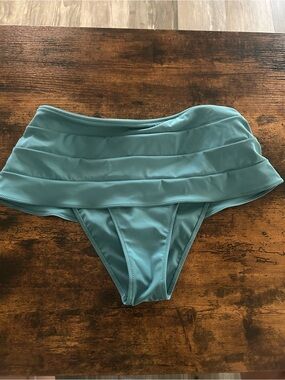 Victoria's Secret/Tropic of C -Teal High-Waist Ruffle Swim Bottom
